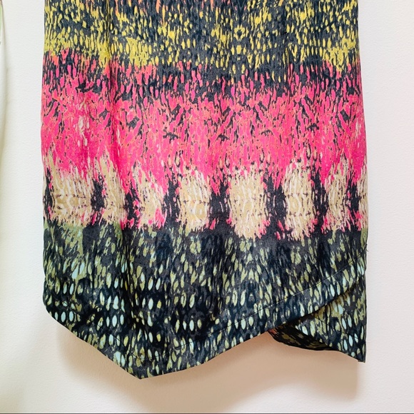 Charlie Jade Abstract Satin Faux Leater A-Line Multi-Color Short Sleeve … - Picture 5 of 8